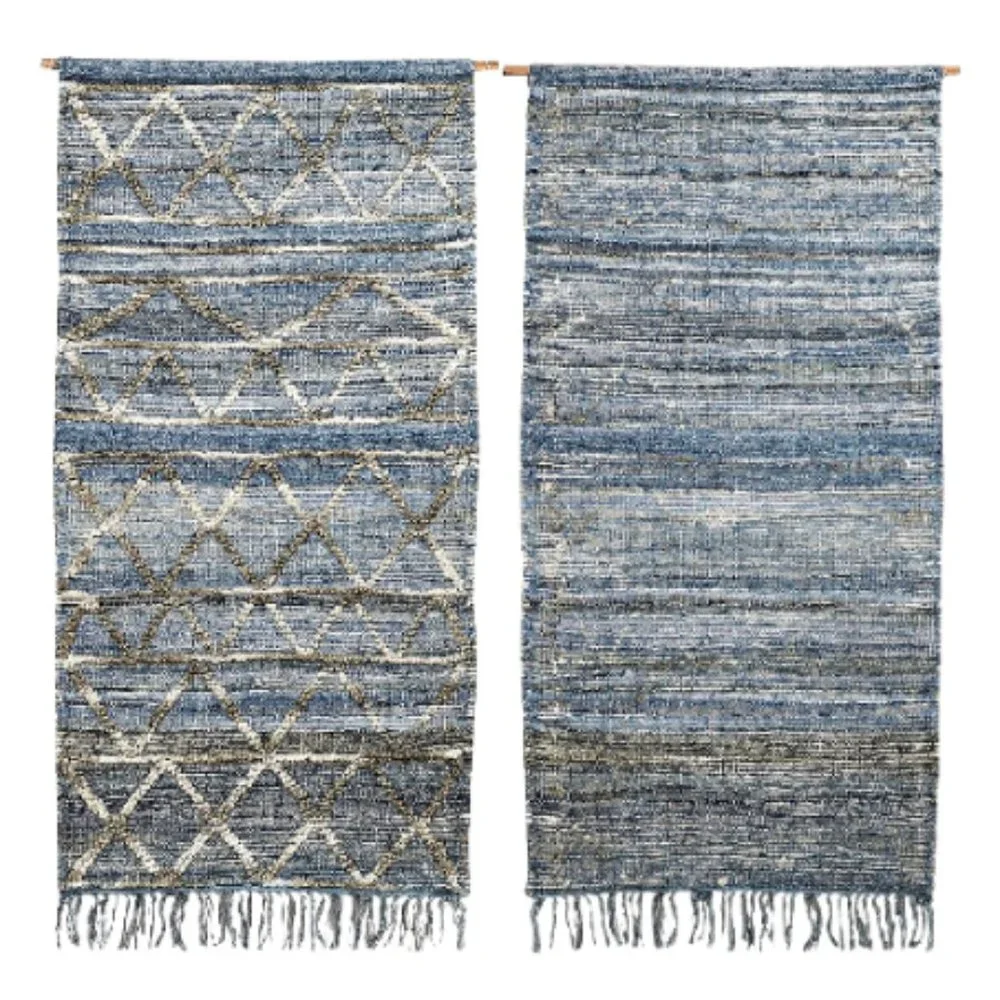 XX LARGE Rugs Wall Decor Global Blue Boho Hanging Woven Bohemian Global Home Rug